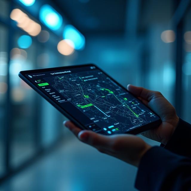 Real-time logistics dashboard on tablet